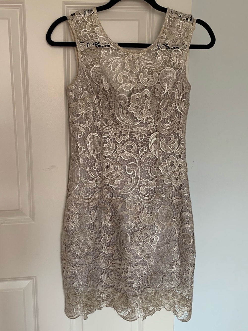 LOFT Neutral Lace Sheath Mini Dress | Size Small